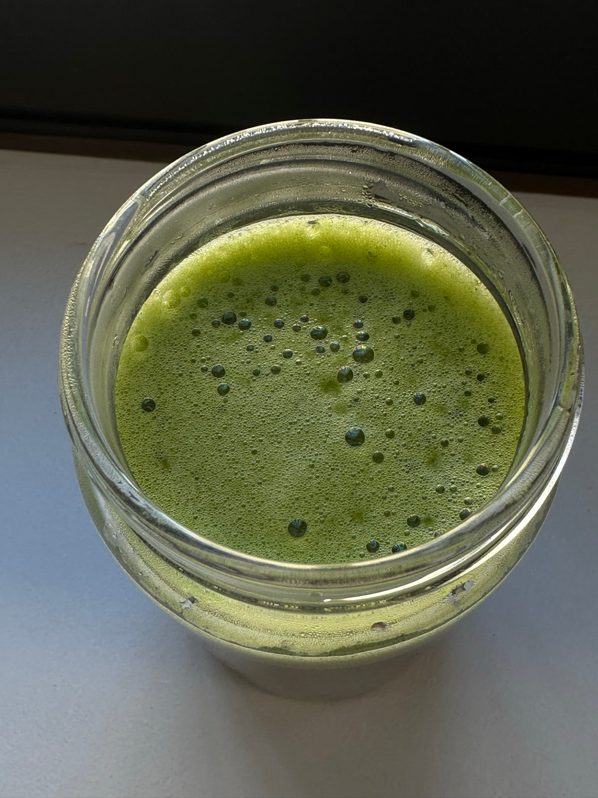 Matcha bowl on linen
